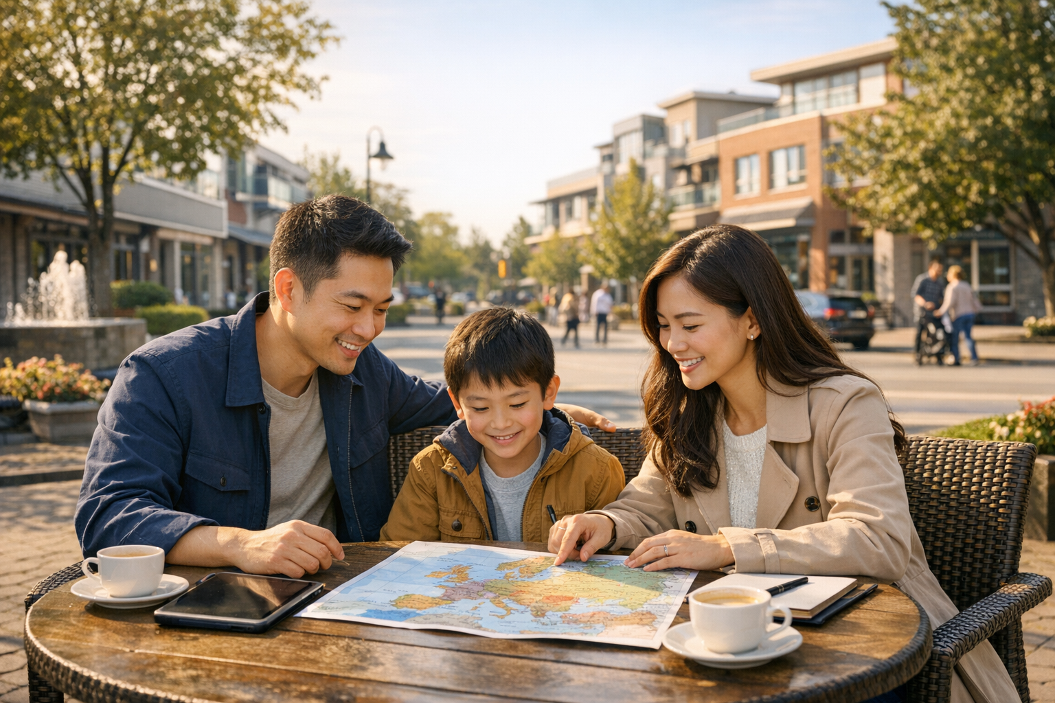 Richmond BC family discussing Europe relocation and affordability planning